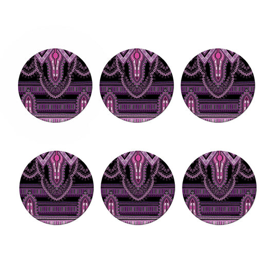 Purple And Black African Dashiki Print Coaster Set