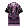 Purple And Black African Dashiki Print Cotton Hawaiian Shirt