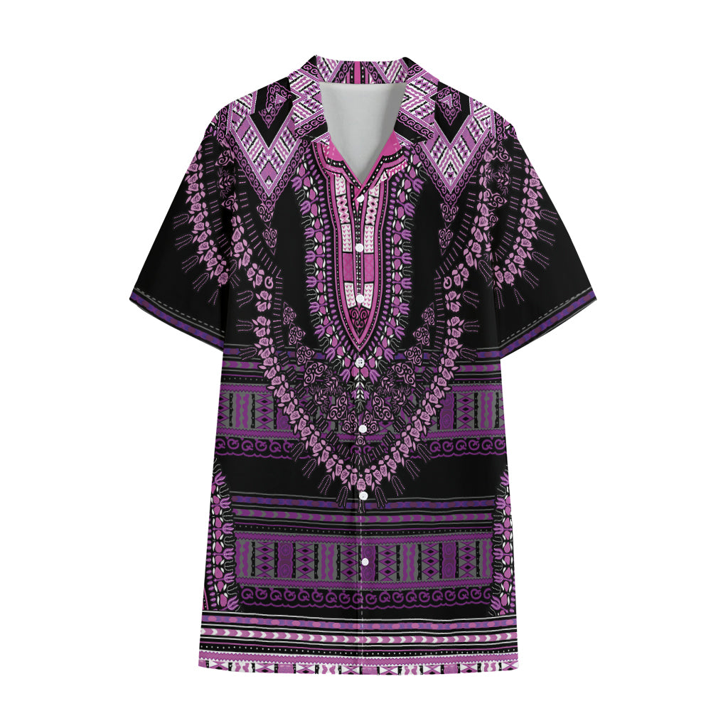 Purple And Black African Dashiki Print Cotton Hawaiian Shirt