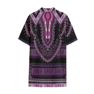 Purple And Black African Dashiki Print Cotton Hawaiian Shirt