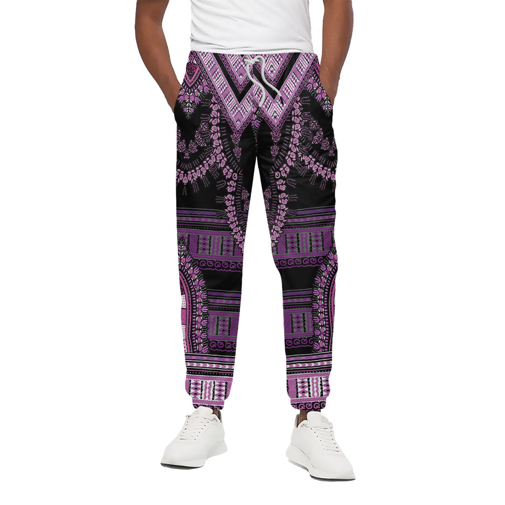 Purple And Black African Dashiki Print Cotton Pants
