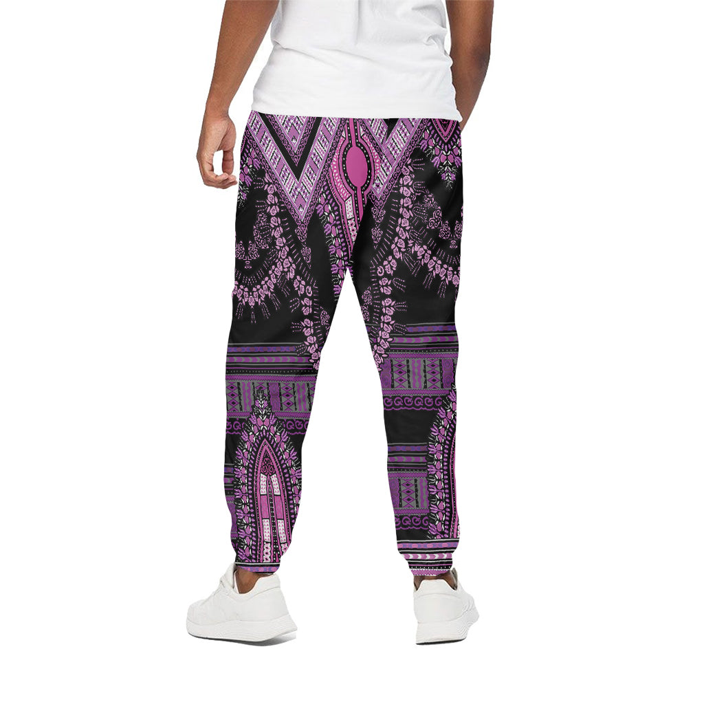 Purple And Black African Dashiki Print Cotton Pants