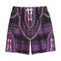 Purple And Black African Dashiki Print Cotton Shorts