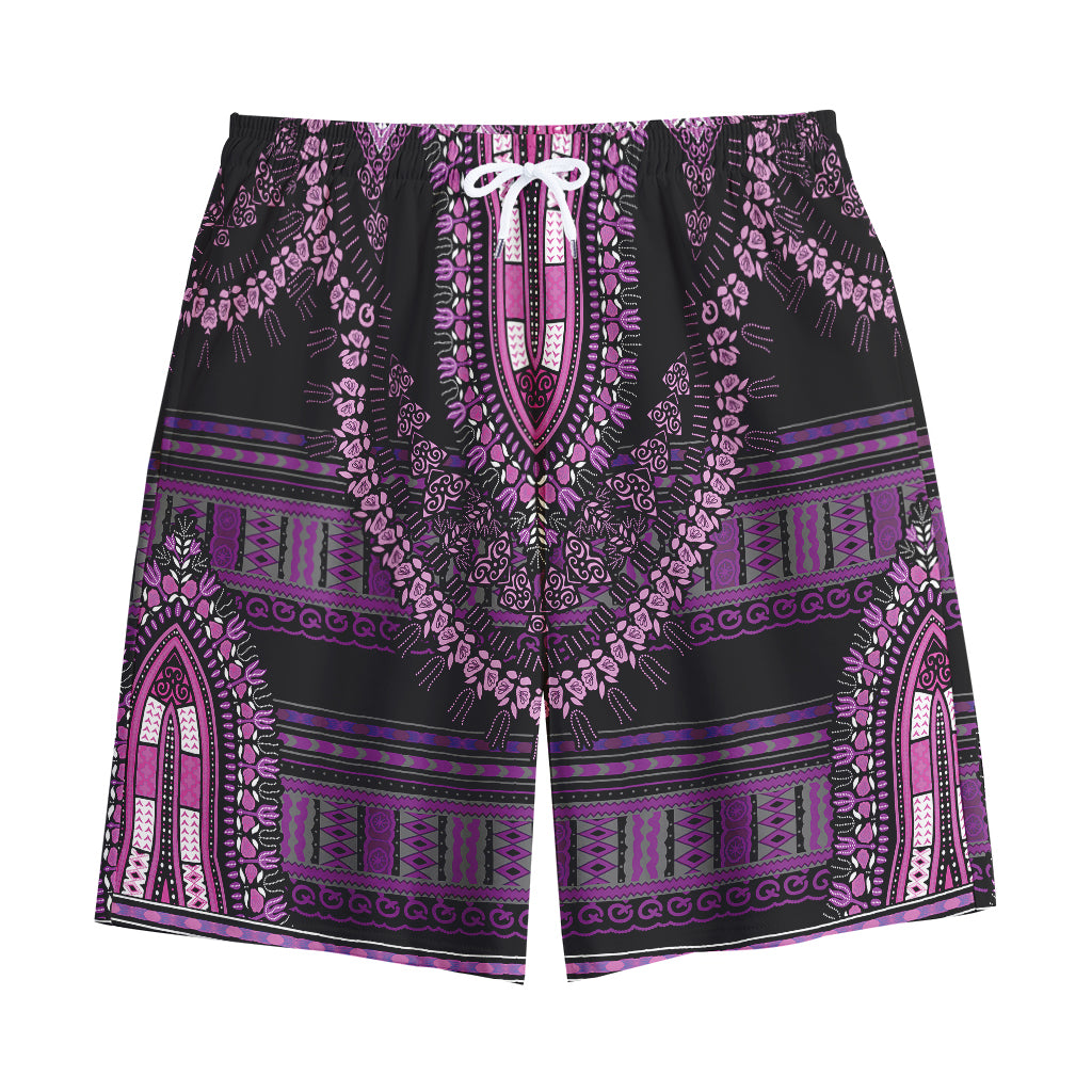 Purple And Black African Dashiki Print Cotton Shorts