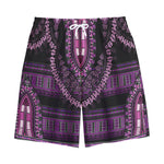Purple And Black African Dashiki Print Cotton Shorts