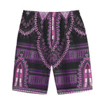 Purple And Black African Dashiki Print Cotton Shorts