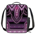 Purple And Black African Dashiki Print Crossbody Lunch Bag