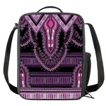 Purple And Black African Dashiki Print Crossbody Lunch Bag