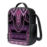 Purple And Black African Dashiki Print Crossbody Lunch Bag