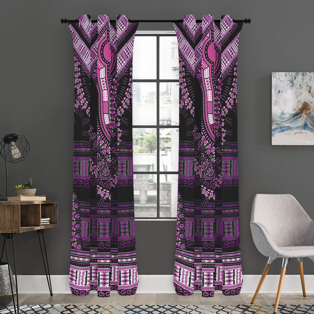 Purple And Black African Dashiki Print Curtain