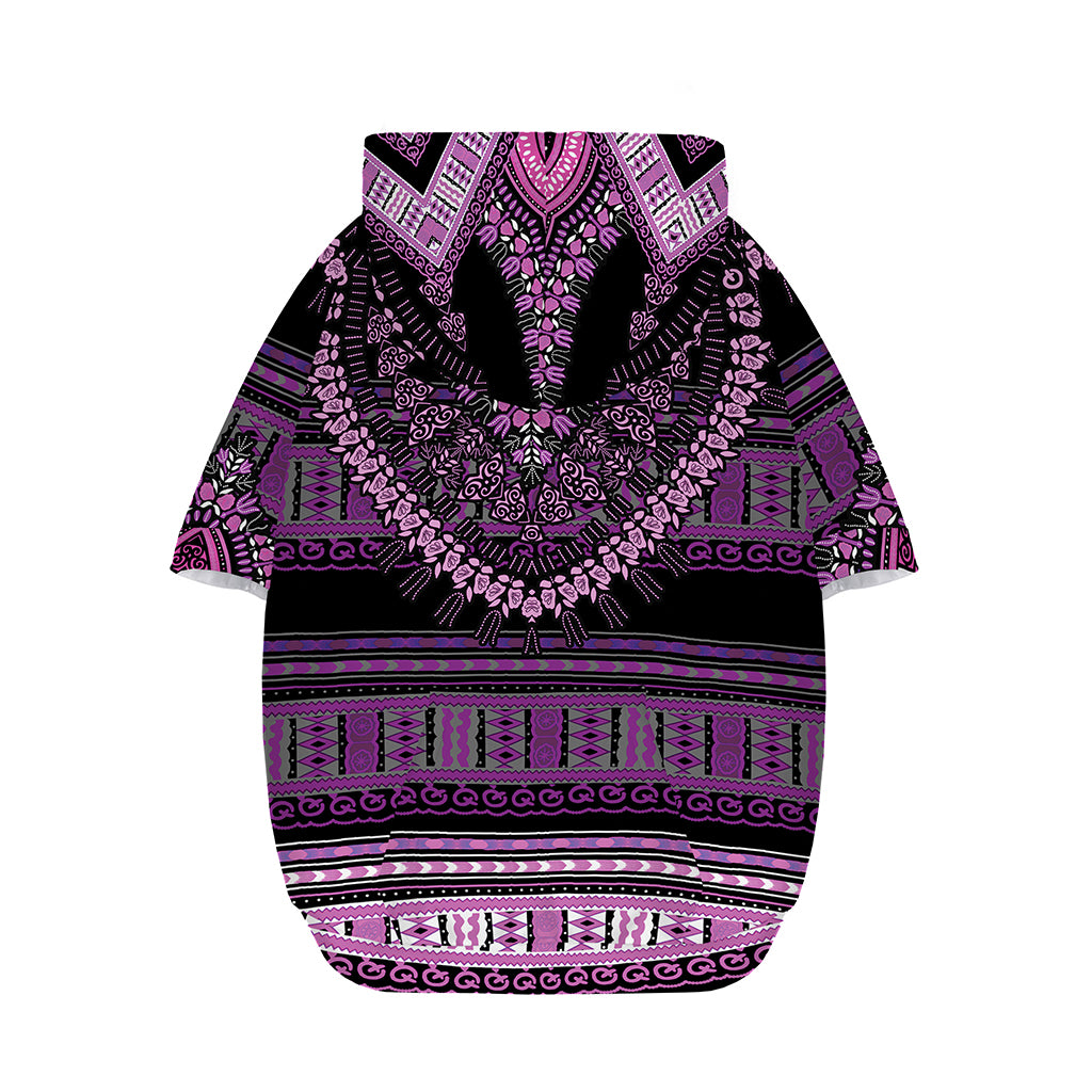 Purple And Black African Dashiki Print Dog Zip Up Hoodie