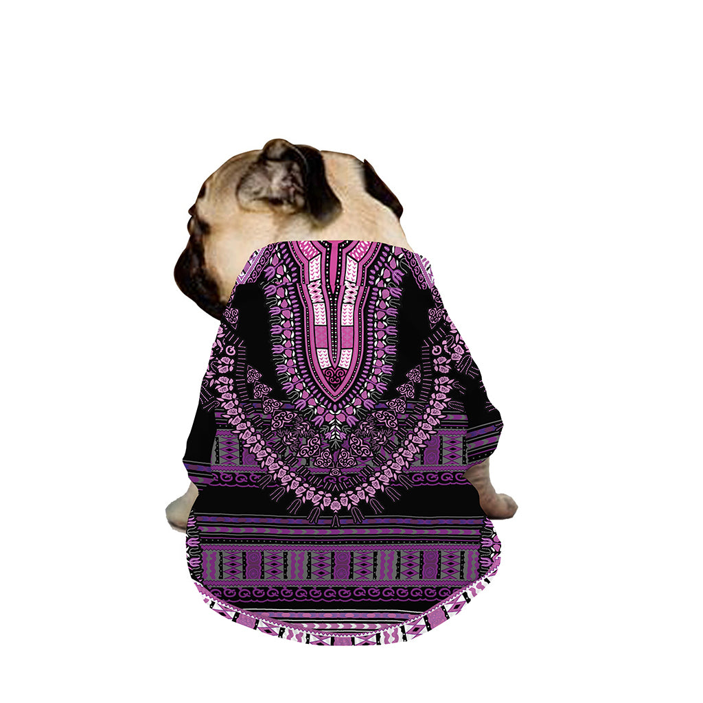 Purple And Black African Dashiki Print Dog Zip Up Jacket