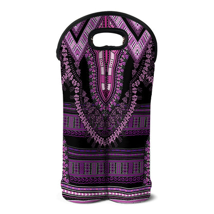 Purple And Black African Dashiki Print Double Neoprene Wine Tote