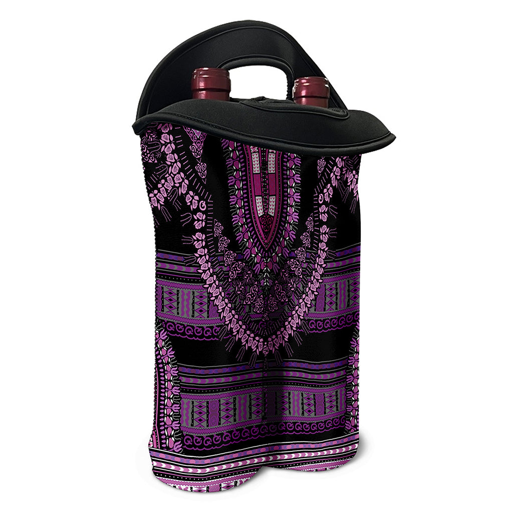 Purple And Black African Dashiki Print Double Neoprene Wine Tote