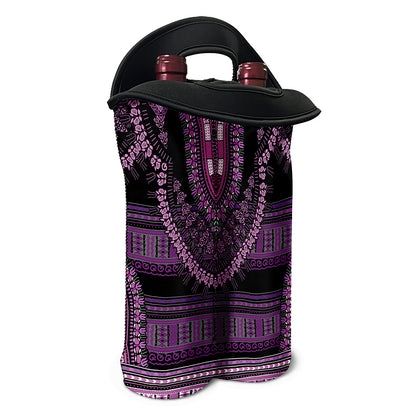 Purple And Black African Dashiki Print Double Neoprene Wine Tote