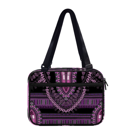 Purple And Black African Dashiki Print Double Strap Bible Bag