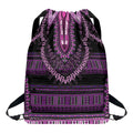 Purple And Black African Dashiki Print Drawstring Backpack