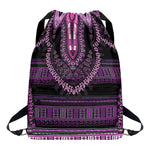 Purple And Black African Dashiki Print Drawstring Backpack