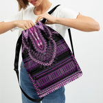 Purple And Black African Dashiki Print Drawstring Backpack