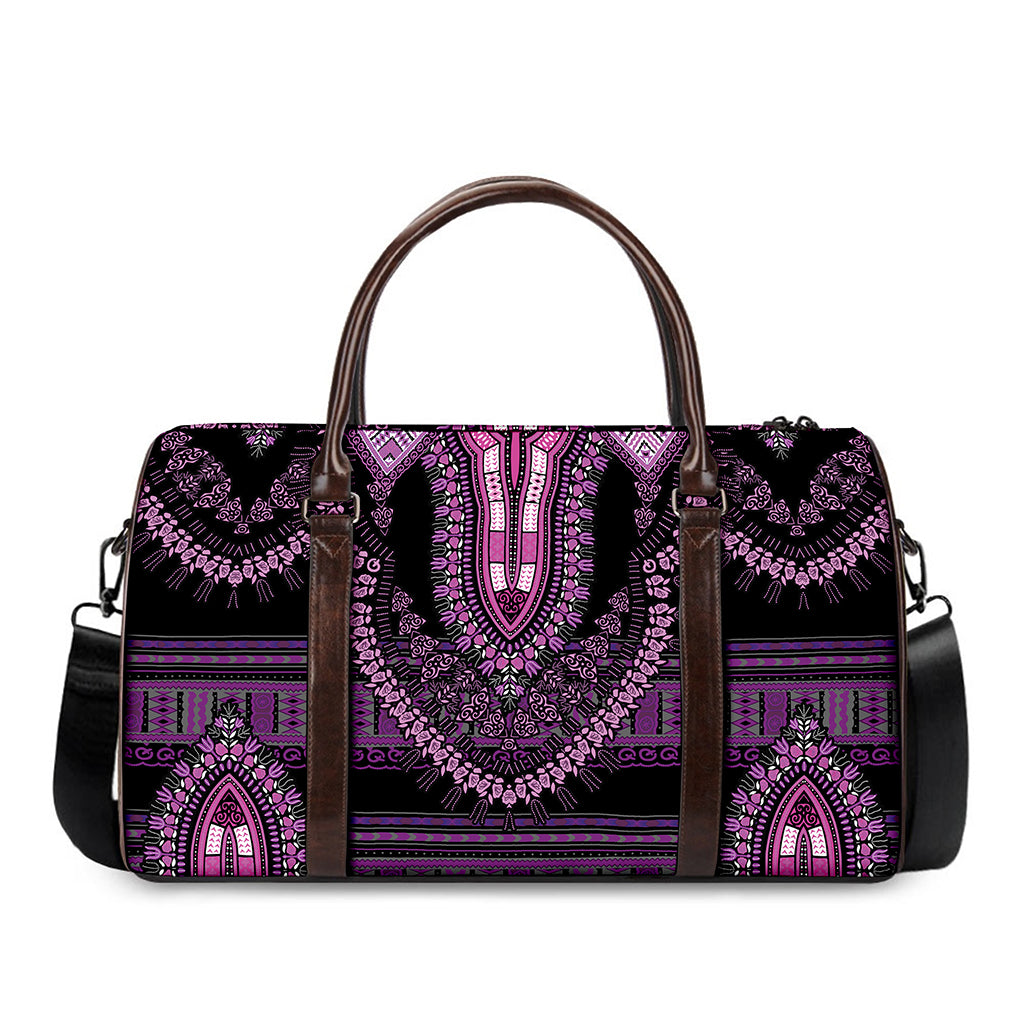 Purple And Black African Dashiki Print Duffle Bag