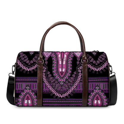Purple And Black African Dashiki Print Duffle Bag
