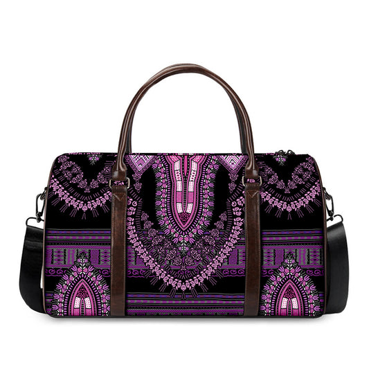 Purple And Black African Dashiki Print Duffle Bag
