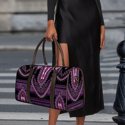 Purple And Black African Dashiki Print Duffle Bag