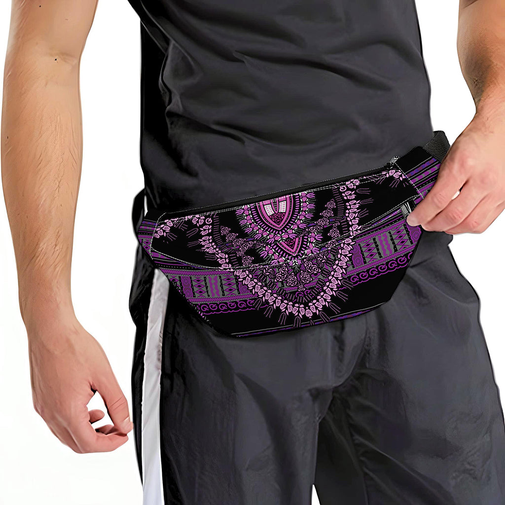 Purple And Black African Dashiki Print Fanny Pack