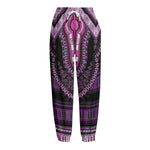 Purple And Black African Dashiki Print Fleece Lined Knit Pants