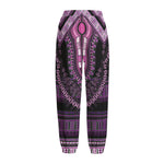 Purple And Black African Dashiki Print Fleece Lined Knit Pants