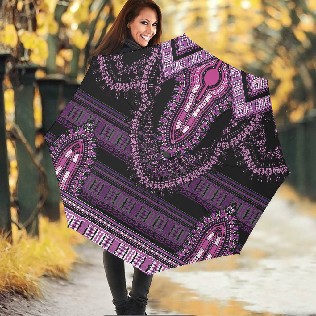 Purple And Black African Dashiki Print Foldable Umbrella