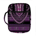 Purple And Black African Dashiki Print Front Pocket Bible Bag