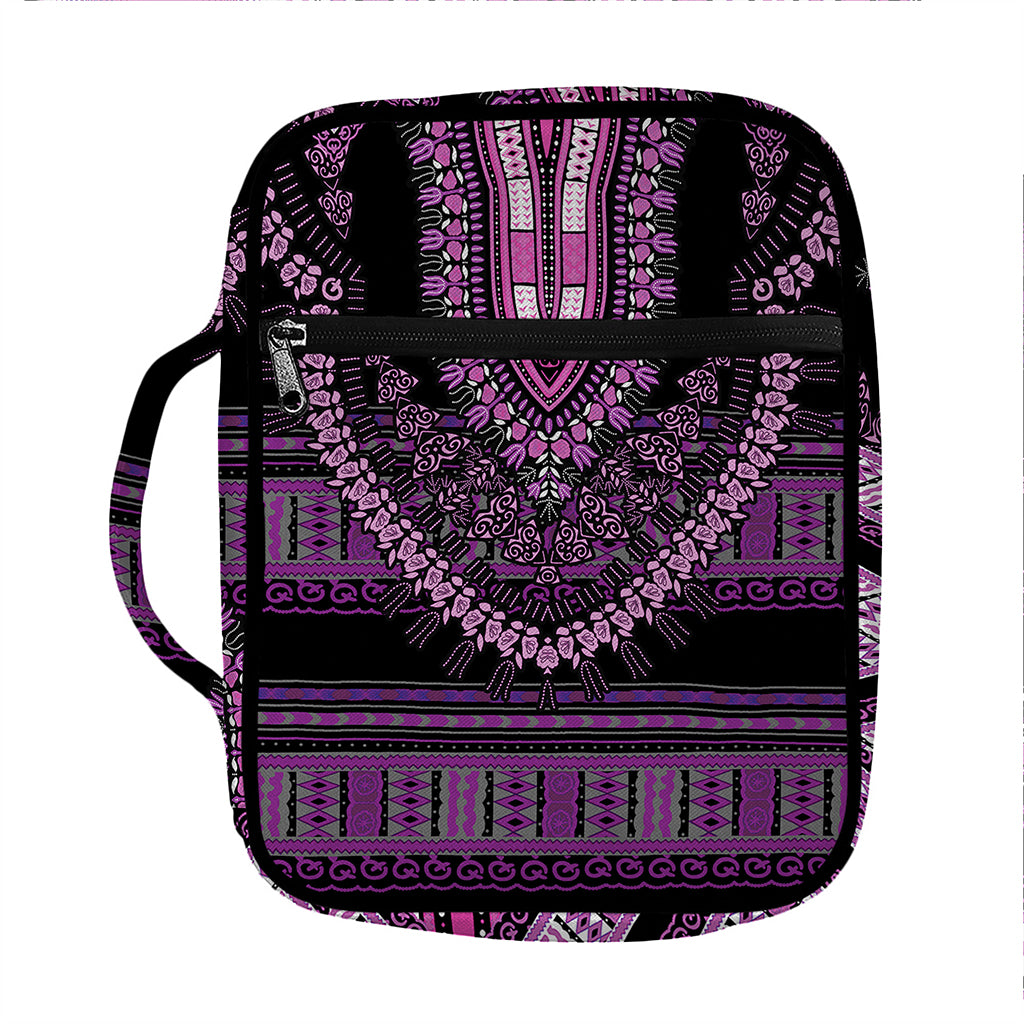 Purple And Black African Dashiki Print Front Pocket Bible Bag