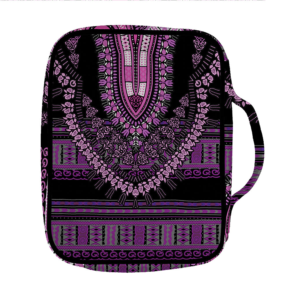 Purple And Black African Dashiki Print Front Pocket Bible Bag