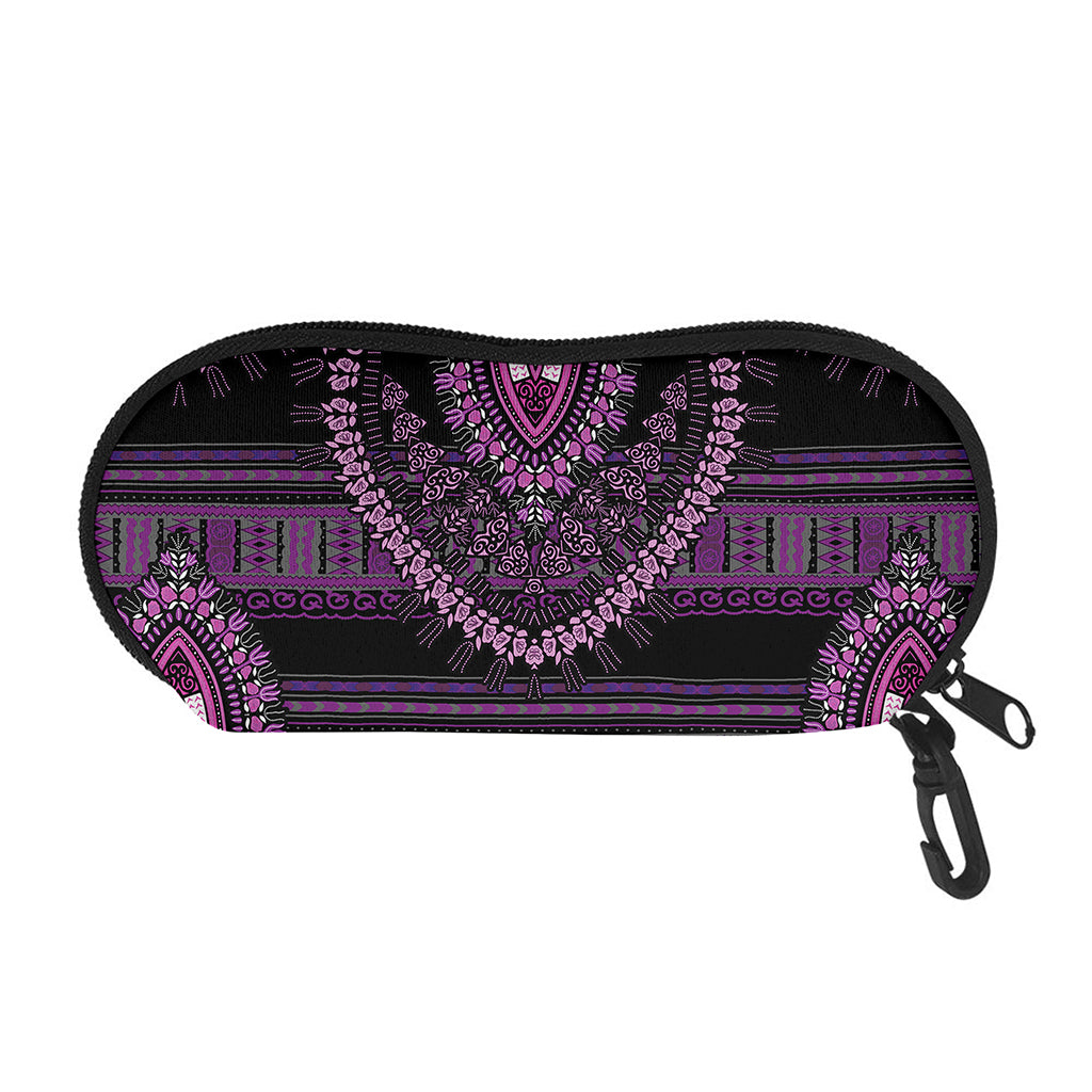 Purple And Black African Dashiki Print Glasses Case
