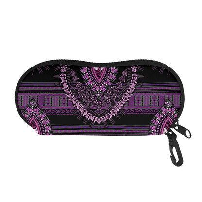 Purple And Black African Dashiki Print Glasses Case