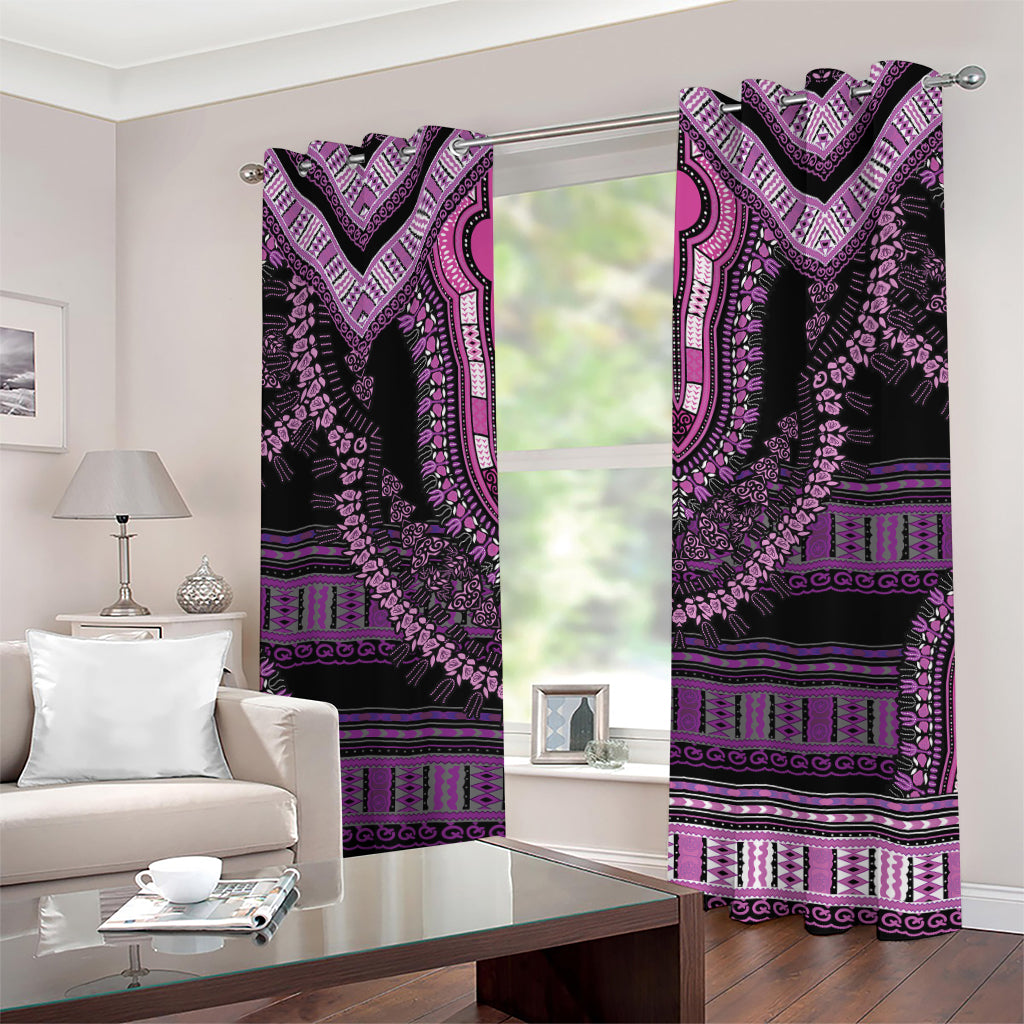 Purple And Black African Dashiki Print Grommet Curtains