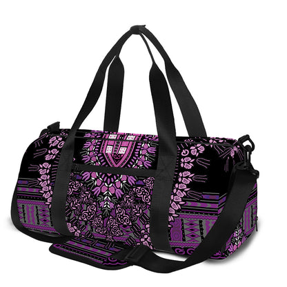 Purple And Black African Dashiki Print Gym Bag