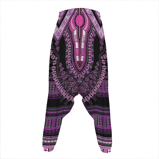 Purple And Black African Dashiki Print Hammer Pants