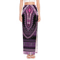 Purple And Black African Dashiki Print High Slit Maxi Skirt