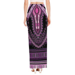 Purple And Black African Dashiki Print High Slit Maxi Skirt