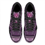 Purple And Black African Dashiki Print High Top Leather Sneakers