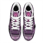 Purple And Black African Dashiki Print High Top Leather Sneakers