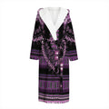 Purple And Black African Dashiki Print Hooded Bathrobe
