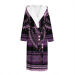Purple And Black African Dashiki Print Hooded Bathrobe