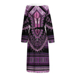 Purple And Black African Dashiki Print Hooded Bathrobe