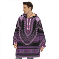 Purple And Black African Dashiki Print Hoodie Blanket