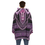Purple And Black African Dashiki Print Hoodie Blanket