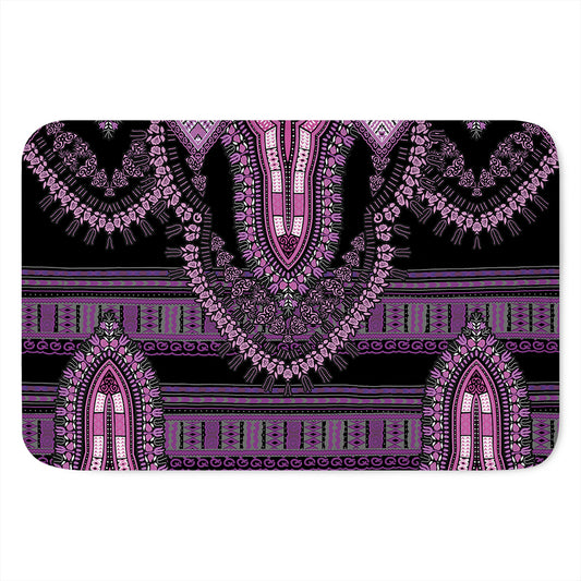 Purple And Black African Dashiki Print Indoor Door Mat