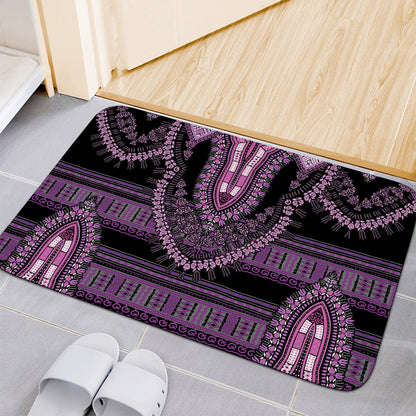 Purple And Black African Dashiki Print Indoor Door Mat